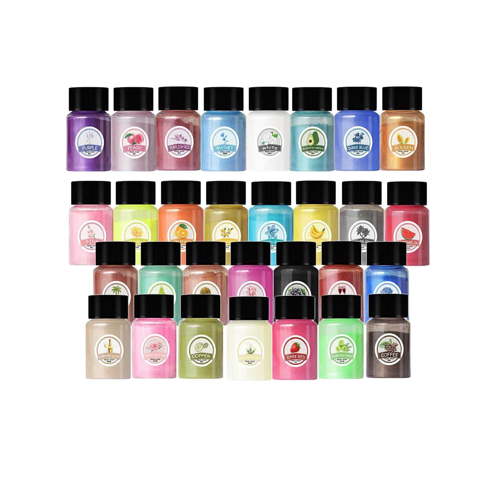 Juego de 3 pigmentos colorantes en polvo de mica para jabón de baño, fabricación de velas, 30 colores, 0 ml
