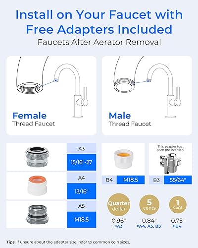 Miniatura 9 de Ultra filtración Filtro de agua Waterdrop para grifo de fregadero, sistema de filtro de agua de encimera de 4000 galones, recordatorio de vida del
