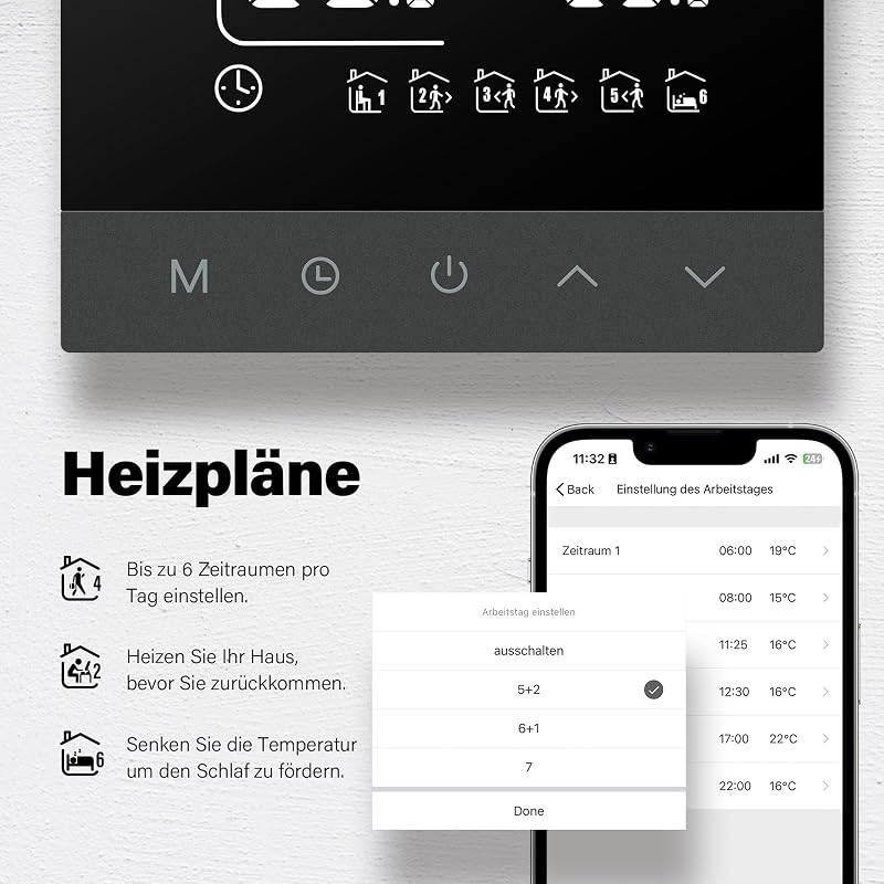BEOK CONTROLS Digitális WiFi Padlófűtés Termosztát Vízi Fűtéshez LCD Kijelzővel Programozható Okos Szobatermosztát Tuya Alexa App