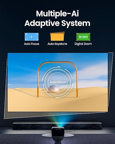 Miniatura 5 de OmniStar L80 - Proyector 4K con WiFi y Bluetooth, proyector de video nativo 1080P de 1500 lúmenes ANSI, enfoque automáticoKeystone, 2 altavoces de