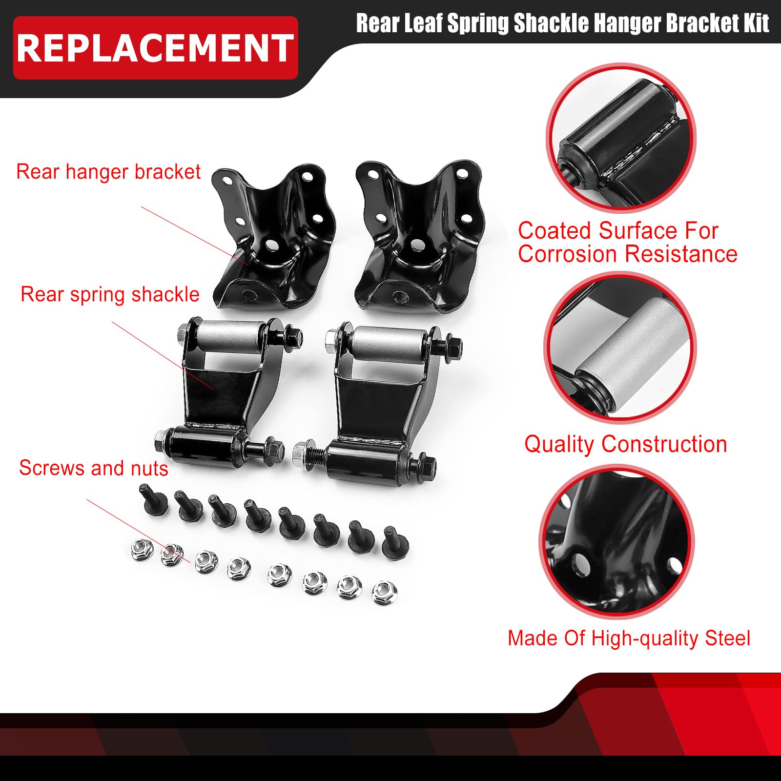 Rear Spring Hanger Brackets Replacement Rear Leaf Spring Shackle Kit ...