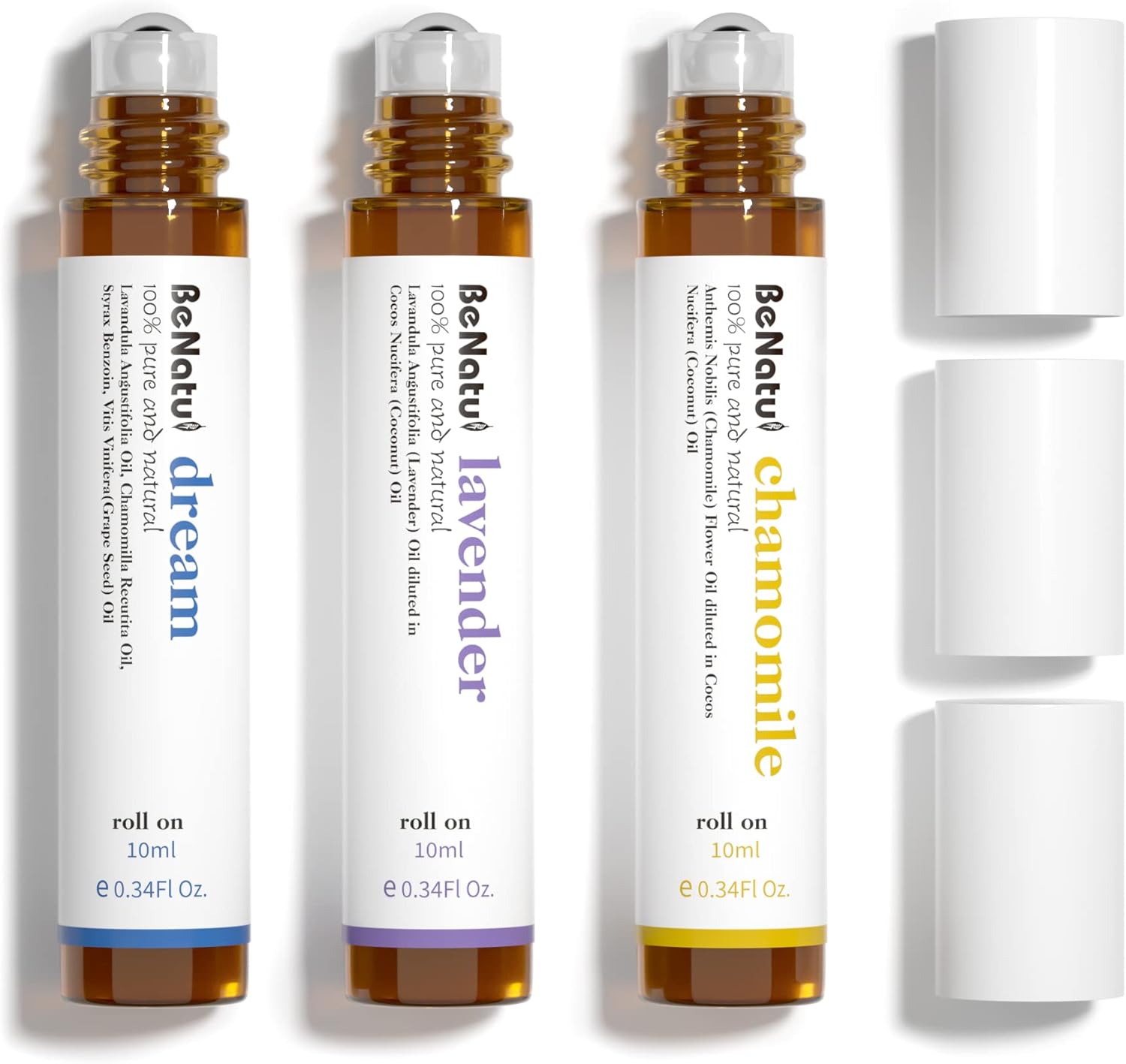 Benatu Essential Oil Roll On Set (Dream, Lavender, Chamomile), Aromatherapy Roller for Massage, Body Skin Care, Home – Natural Fragrance Gift for Women and Men Benatu Essential Oil Roll On Set (Dream, Lavender, Chamomile), Aromatherapy Roller for Massage, Body Skin Care, Home – Natural Fragrance Gift for Women and Men