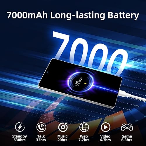 Miniatura 8 de Teléfono celular S25 Ultra desbloqueado 2025-6.9 pulgadas, pantalla HD Android 15, 8GB+256GB, teléfono Android con batería 7000mAh, huella dactilar,