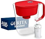 Brita 6 Filtre à tasse avec indicateur de lumière intelligent, réduit le goût et l'odeur du chlore de l'eau du robinet, filtres 151 Litres, Denali, Noir