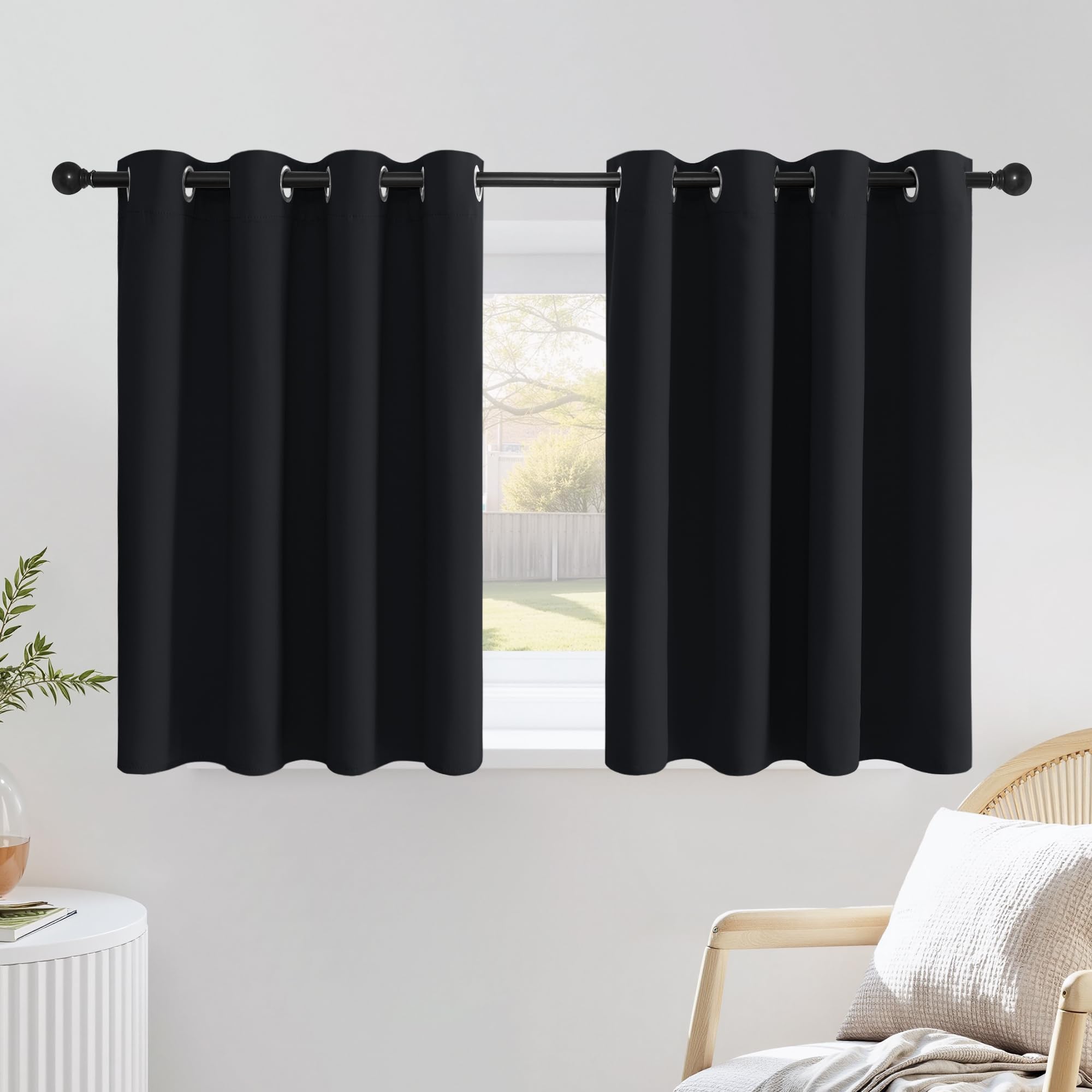 NICETOWN Black Out Kitchen Window Curtains