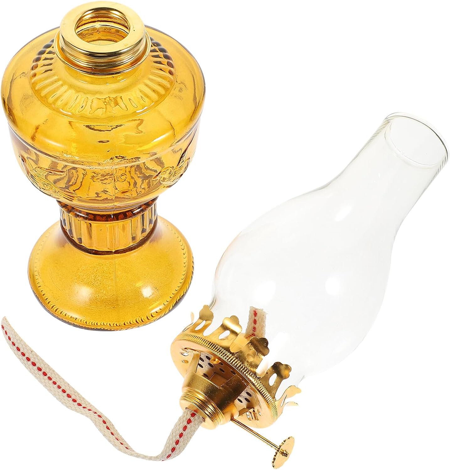 TEHAUX Vintage Transparent Glass Oil Lamp with Wick for Indoor Use Classic Kerosene Lantern Decor Elegant Retro Style Desktop Adornment for Home