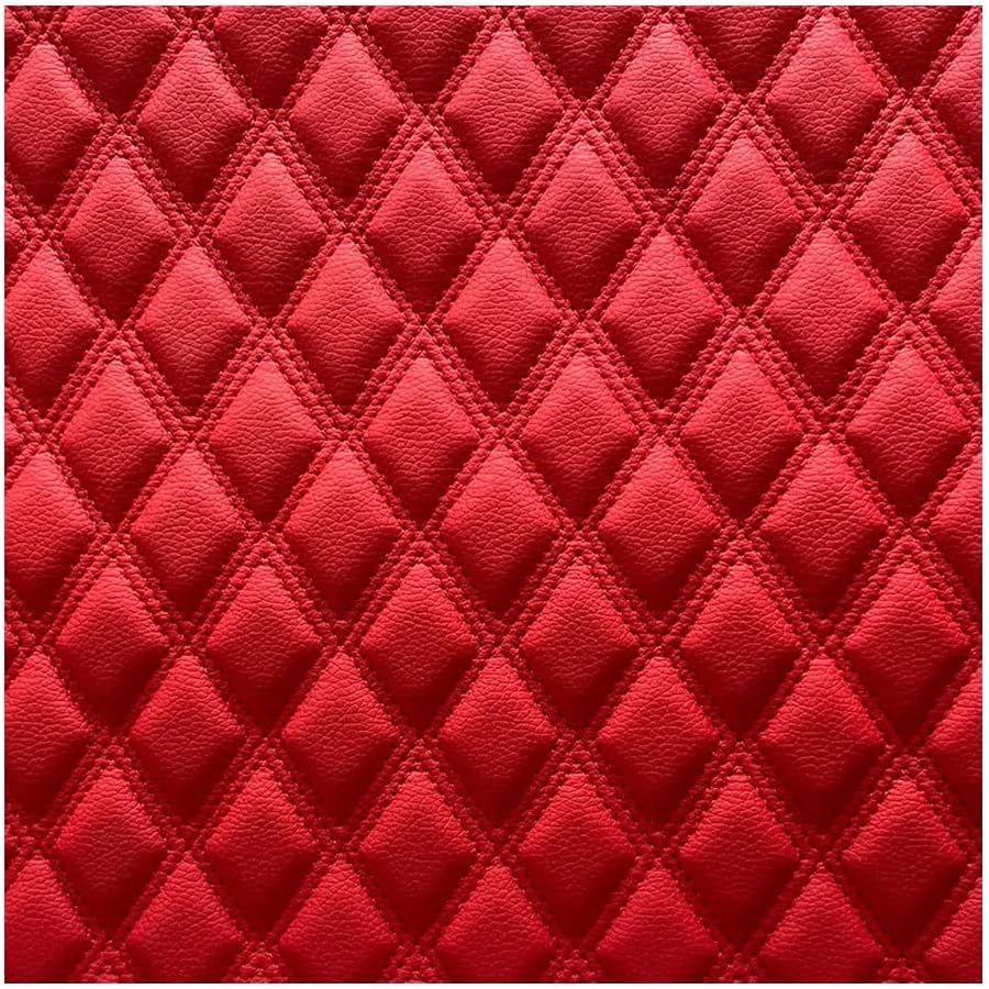Faux Leather Vinyl Fabric Leather Diamond Stitch Padded Cushion Linen Wadding Faux Automotive, Headliner, Furniture Upholstery, DIY Projects, Headboards, Home Decor(Red,1.55X2m)