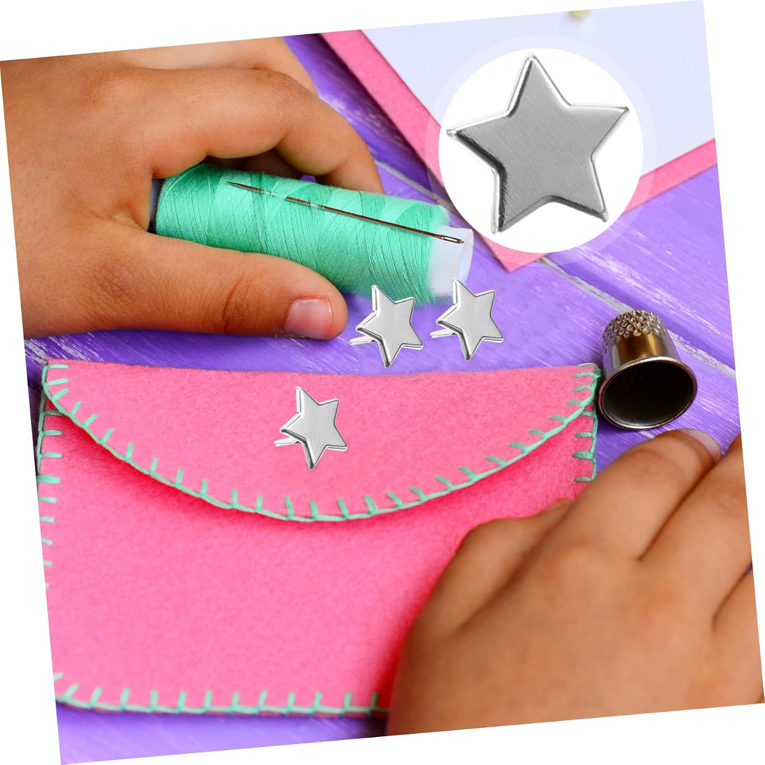MUELODSIC 100pcs Decorative Metal Brads for DIY Crafts Scrapbooking Card Making Large Fasteners for Boys and Girls Art Projects Multi-Color Star Shape