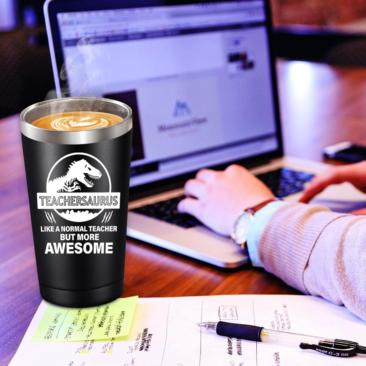 BIRGILT Best Teacher Gifts for Men, Women - Teacher Appreciation Gifts - Teachers Valentine Day Gift - Thank You Gift for Teachers Day, Appreciation Week, End of Year - 20oz Teachersaurus Tumbler Cup - Image 8