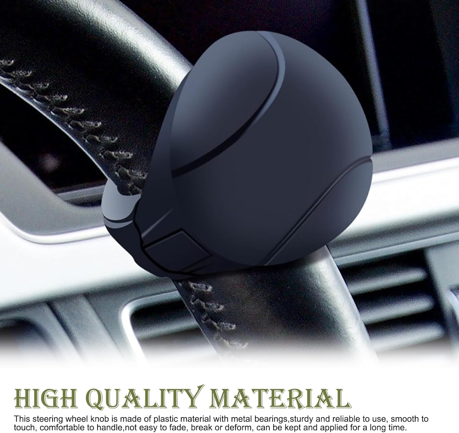 1 PC Car Steering Wheel Booster Ball, Multi-functional Waterproof Vehicle Steering Wheel Spinner Replacement, Universal One-handed Steering Assist Accessories for Cars Trucks SUVs (Black)