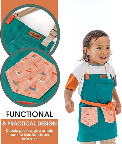 Miniatura 2 de Kids Apron  Ocean Inspired Custom Kids Aprons for Cooking  Durable Cotton Apron for Kids wStraps  Kids Painting Aprons