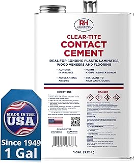Clear-Tite Contact Cement, 1 Gallon - Laminate Flooring, Countertops, Tabletops, Crepe Rubber, Ceramics, Wood Veneers, Waterproof, Long Lasting - RH Adhesives