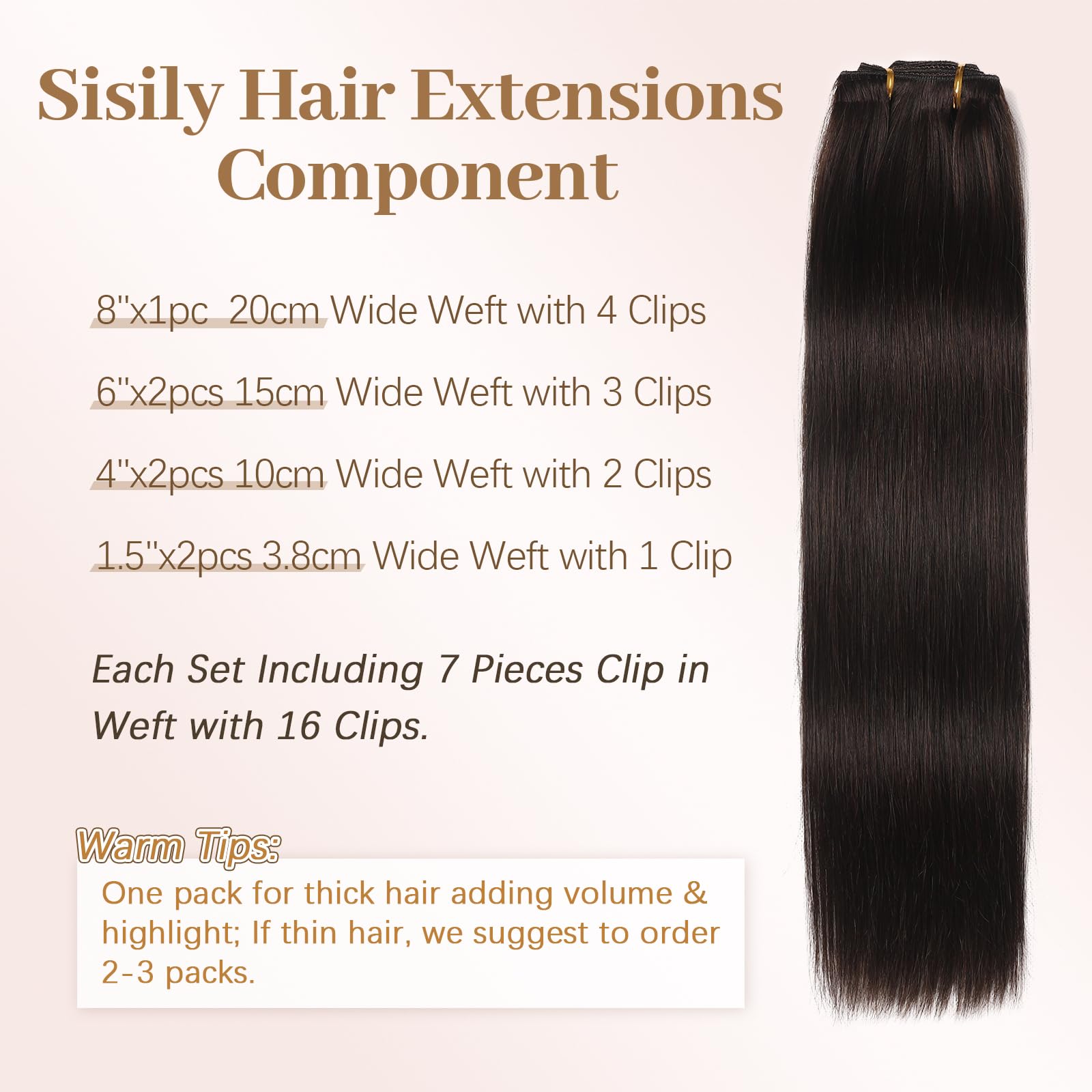 Amazon.com : Sisily Clip in Hair Extensions Real Human Hair  display picture 1