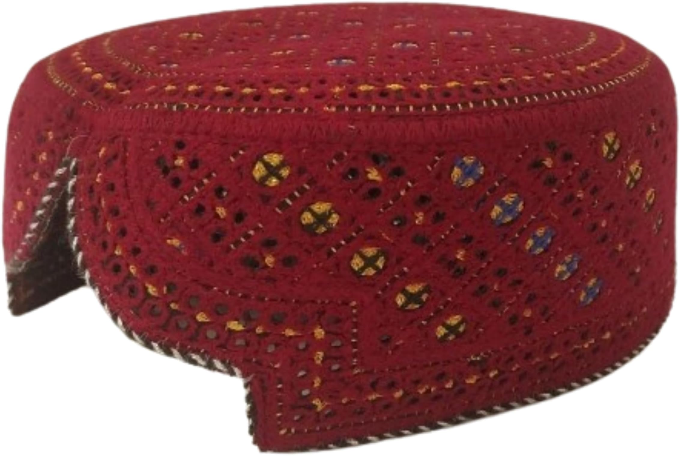 MirfaSindhi Topi Kufi Traditional Handmade Cap with Embroidered Front Cut Unisex, Ramadan, Eid Gift for Muslims Made in Pakistan
