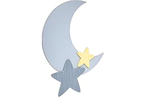 Weathered Grey Star and Moon Shaped Wall Art