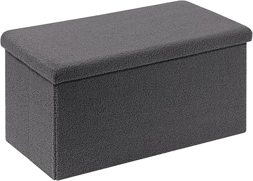 Miniatura 111 de PINPLUS Otomanas otomanas de almacenamiento con forma cuadrada con reposapiés de almacenamiento para sala de estar, asiento otomano Boucle para