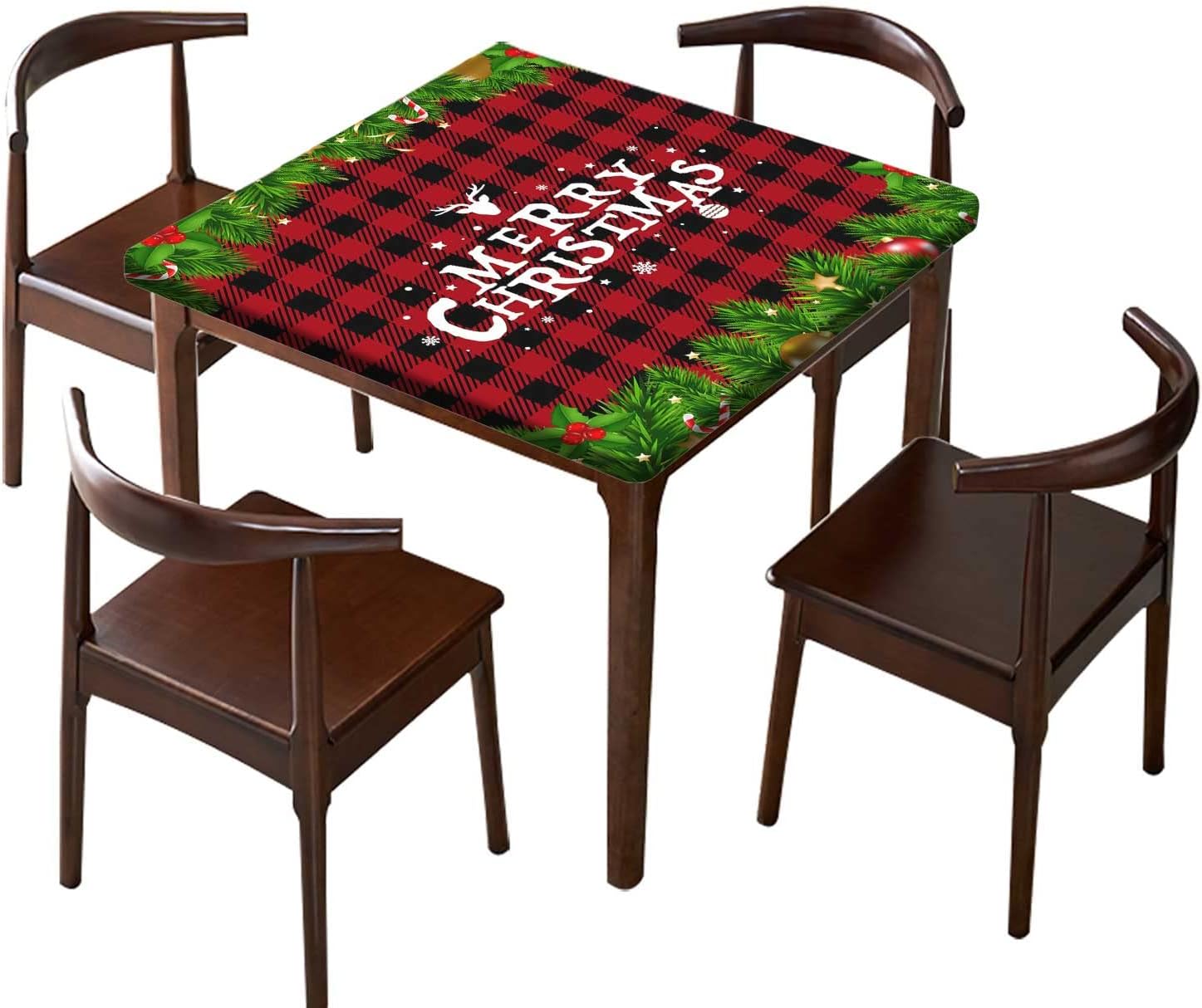 SongYi Checkered Fitted Christmas Tablecloths Square