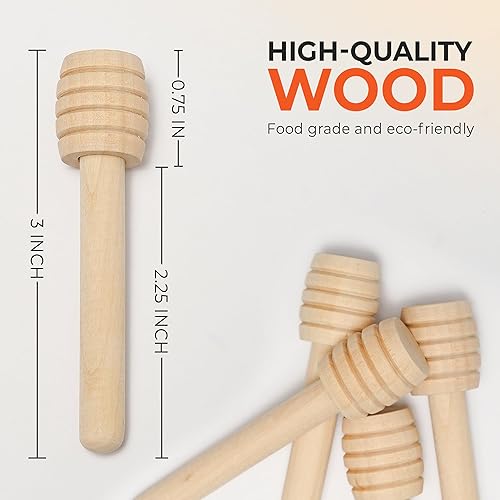 Miniatura 4 de 40 palitos de miel  Cazo de miel de madera  Mini palitos de panal de madera de 3 pulgadas, agitador de miel para tarro de miel, dispensar miel y