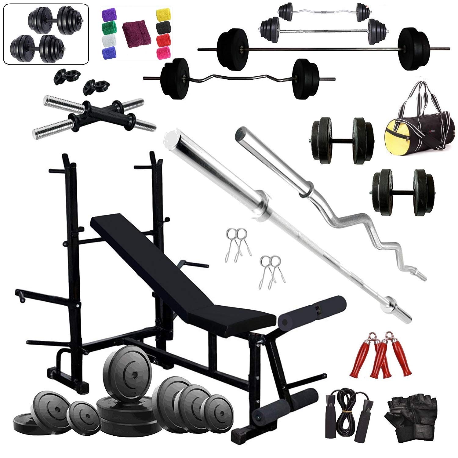 Bodyfit 60KG Weight Plates,8-in-1 Blend Multi Bench for Home Gym Exercise Set. (B06XDK4X8Z) Amazon Price History, Amazon Price Tracker
