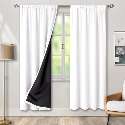 BGment - 2cortinas 100% opacas, con aislamiento térmico, forro negro, de doble capa, oscurecedoras, reductoras de ruido y con bolsillo para