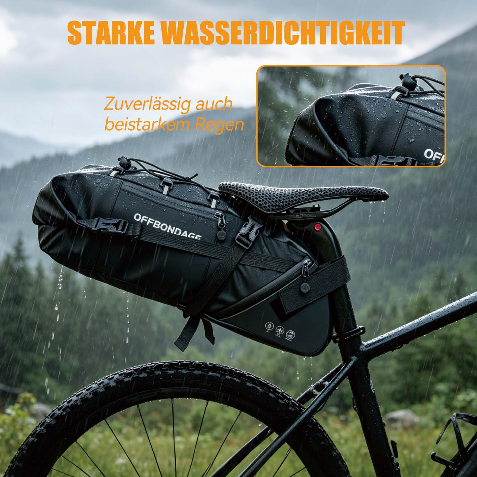 W&H Bikepacking Satteltasche,12 Liter Satteltaschen für Fahrrad mit 4 Seitentaschen,Wasserdicht,Fahrrad Satteltasche für Gravelbike, Rennrad, MTB,Trekking&Reise,schneller Sattelstützen-Montage