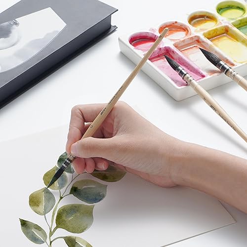 Miniatura 9 de ARTIFY - Pinceles de acuarela para cabello de ardilla natural profesional, punta fina redonda, pincel de acuarela para trazos grandes, ideal para