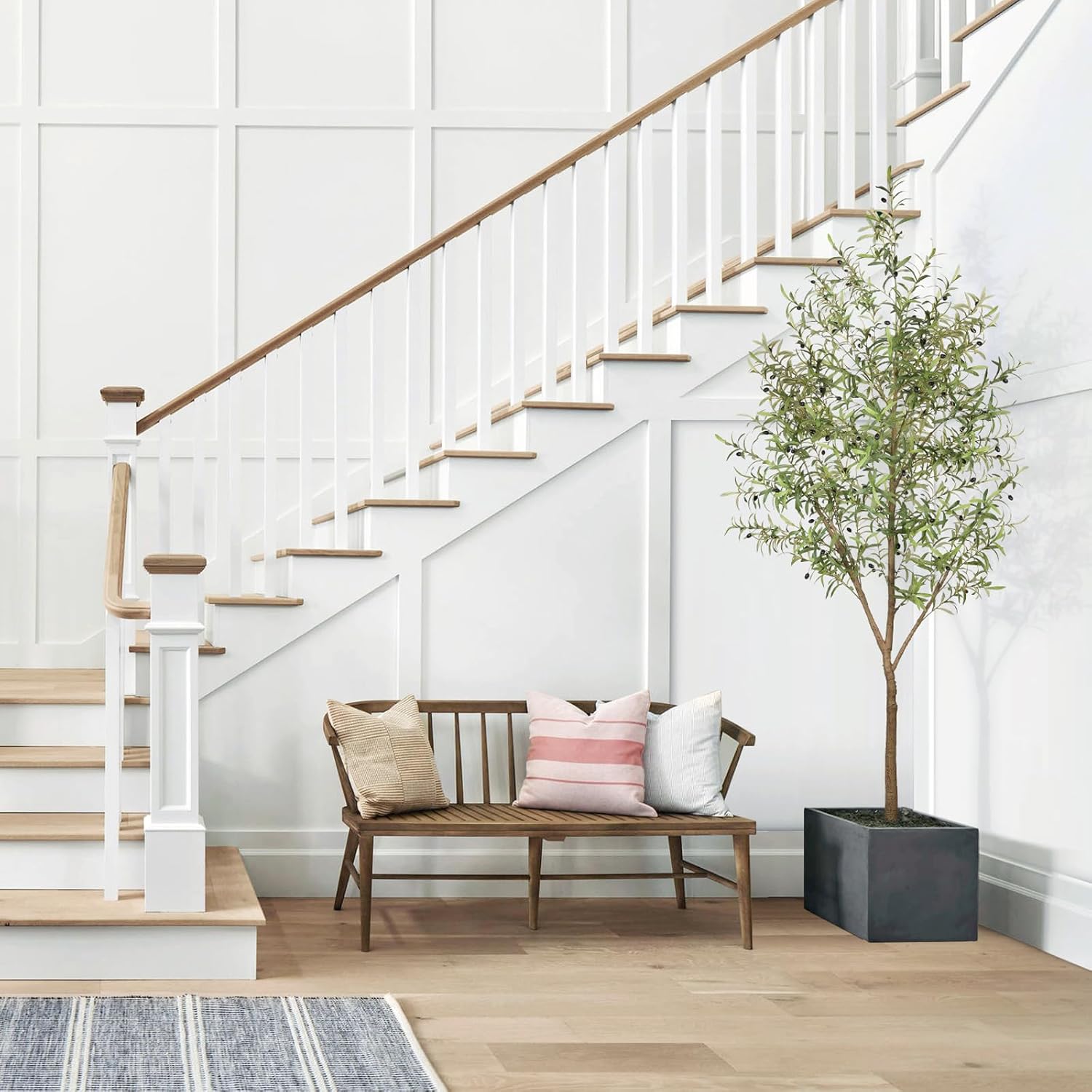 Olive Tree 8ft (96") - Olive Trees Artificial Indoor with Natural Wood Trunk and Lifelike Fruits - Faux Olive Tree 8ft for Modern Home Office House Living Room Decor - Image 4