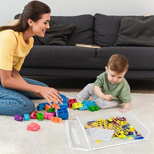 Miniatura 5 de Paquete de 6 bolsas de almacenamiento de juguetes transparentes, estuche organizador de juguetes transparente con cremallera para juego de bloques,