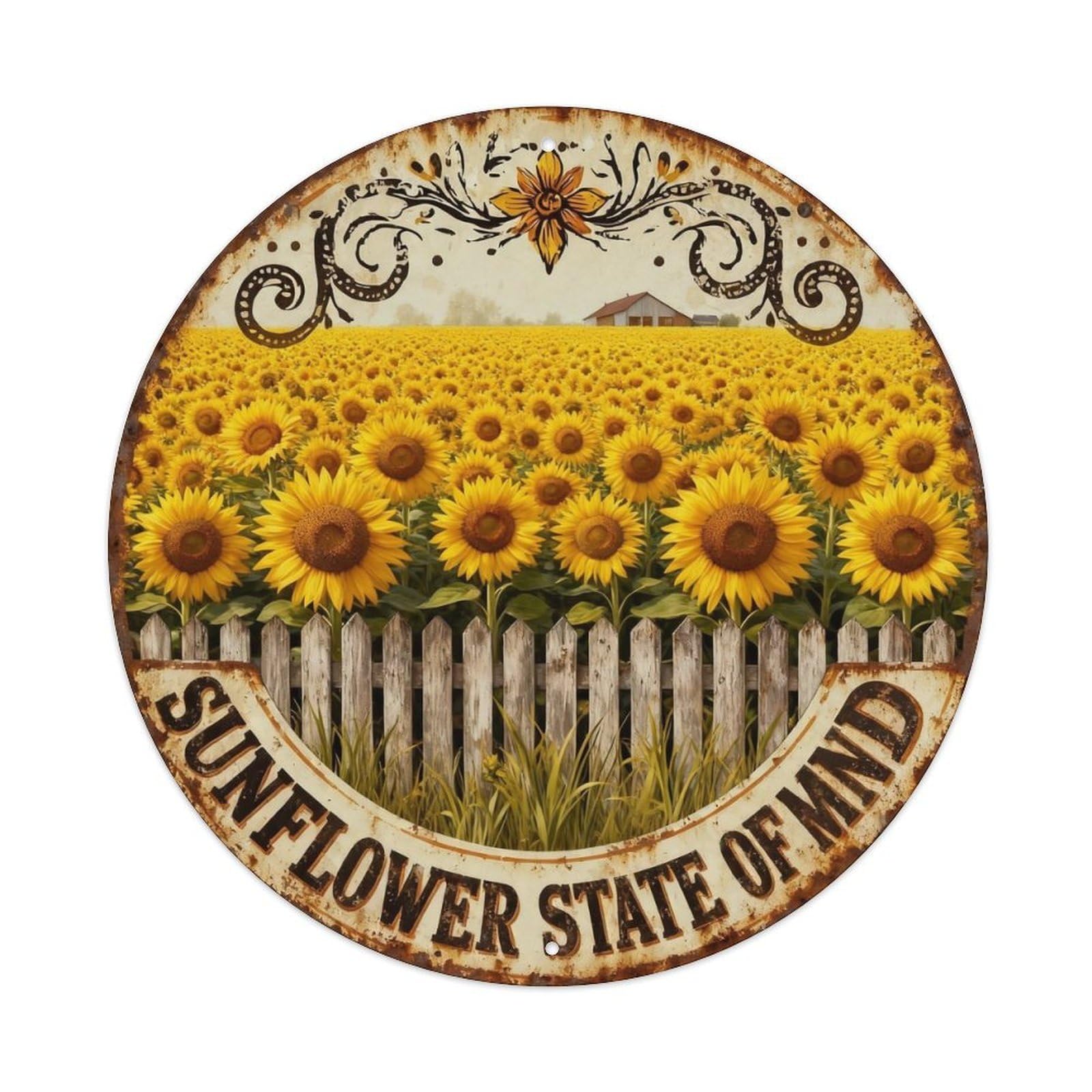 Sunflower State Of Mind Metal Tin Sign Plaque