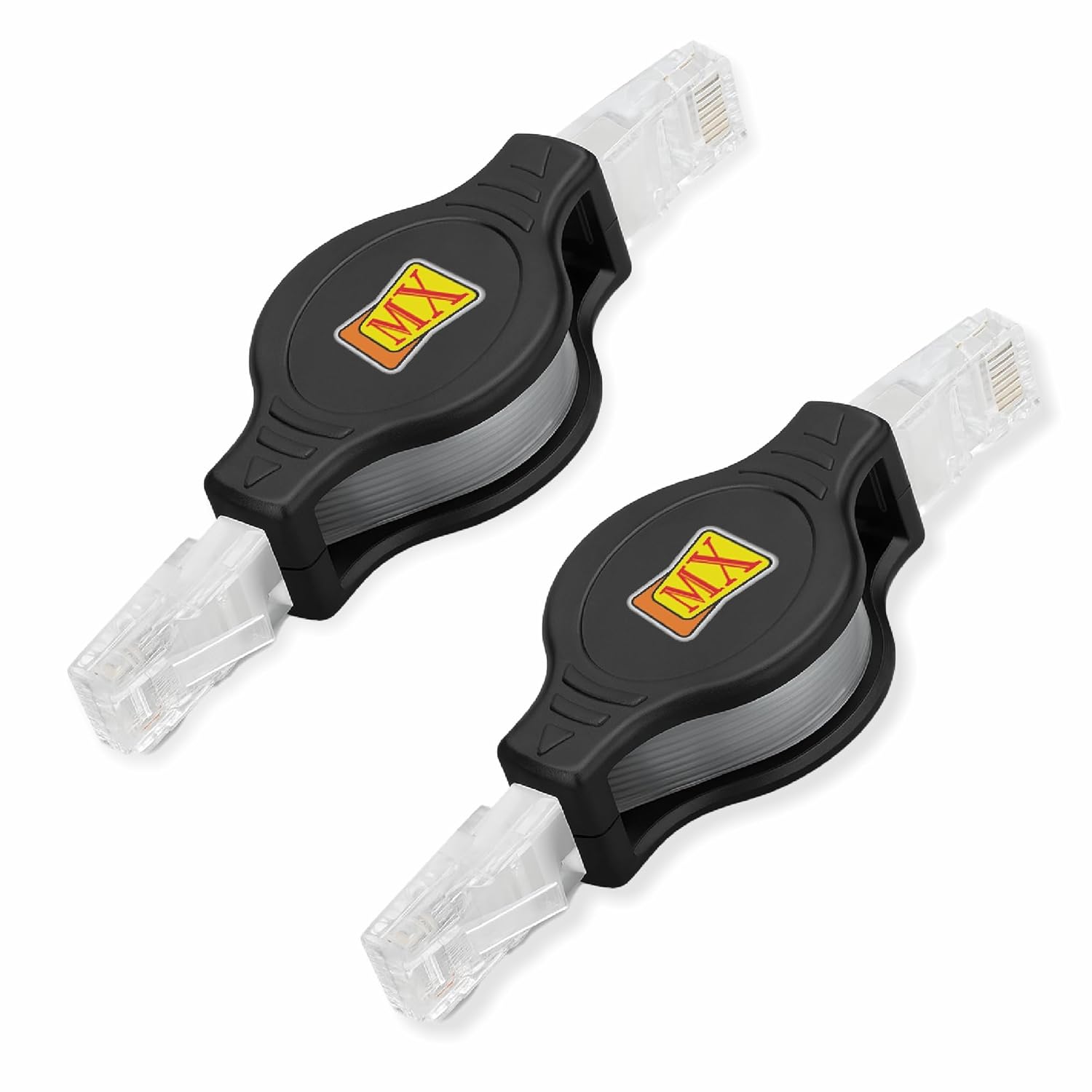 MX CAT-6 Retractable Ethernet Cable 30″ | Flat LAN Patch Cord with 8P8C RJ45 Connectors | Portable Network Cable for Laptop, Router, Switch & Travel Use_Pack of 2