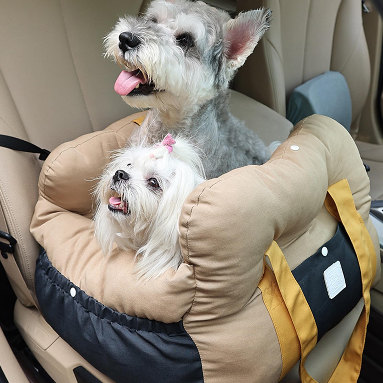 & Secure - Bolso de viaje para mascotas transpirable para perros pequeños con cinturones que garantiza comodidad en el coche, cama para perro