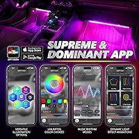 Vista 2 de OPT7 Aura Pro 4 piezas Tiras de luz LED dobles para interior de auto con APP y control remoto, modo multicolor, kit de iluminación de acento de neón