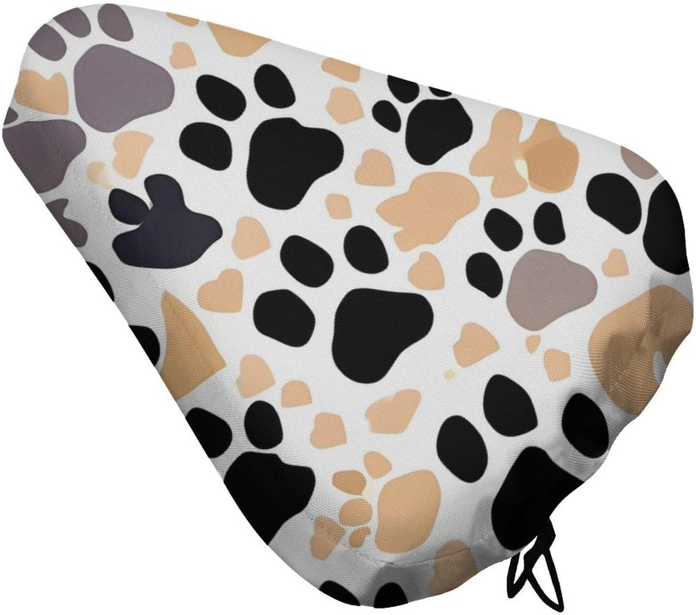 Waterproof Bike Seat Cover with Drawstring -Cute Dog Paw Prints Universal Exercise Bike Seat Cushion for Men & Women, Comfortable Non-Slip Bicycle Saddle Cover for Road/Mountain Bikes