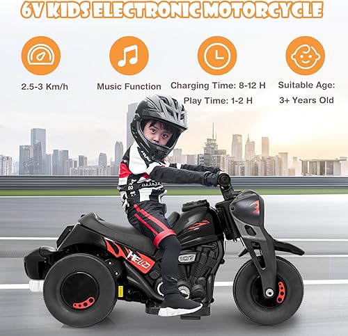 Miniatura 4 de OLAKIDS Motocicleta para niños, automóvil eléctrico de 6 V con función automática de burbujas, pedal de pie, faro, música, 3 ruedas antideslizantes