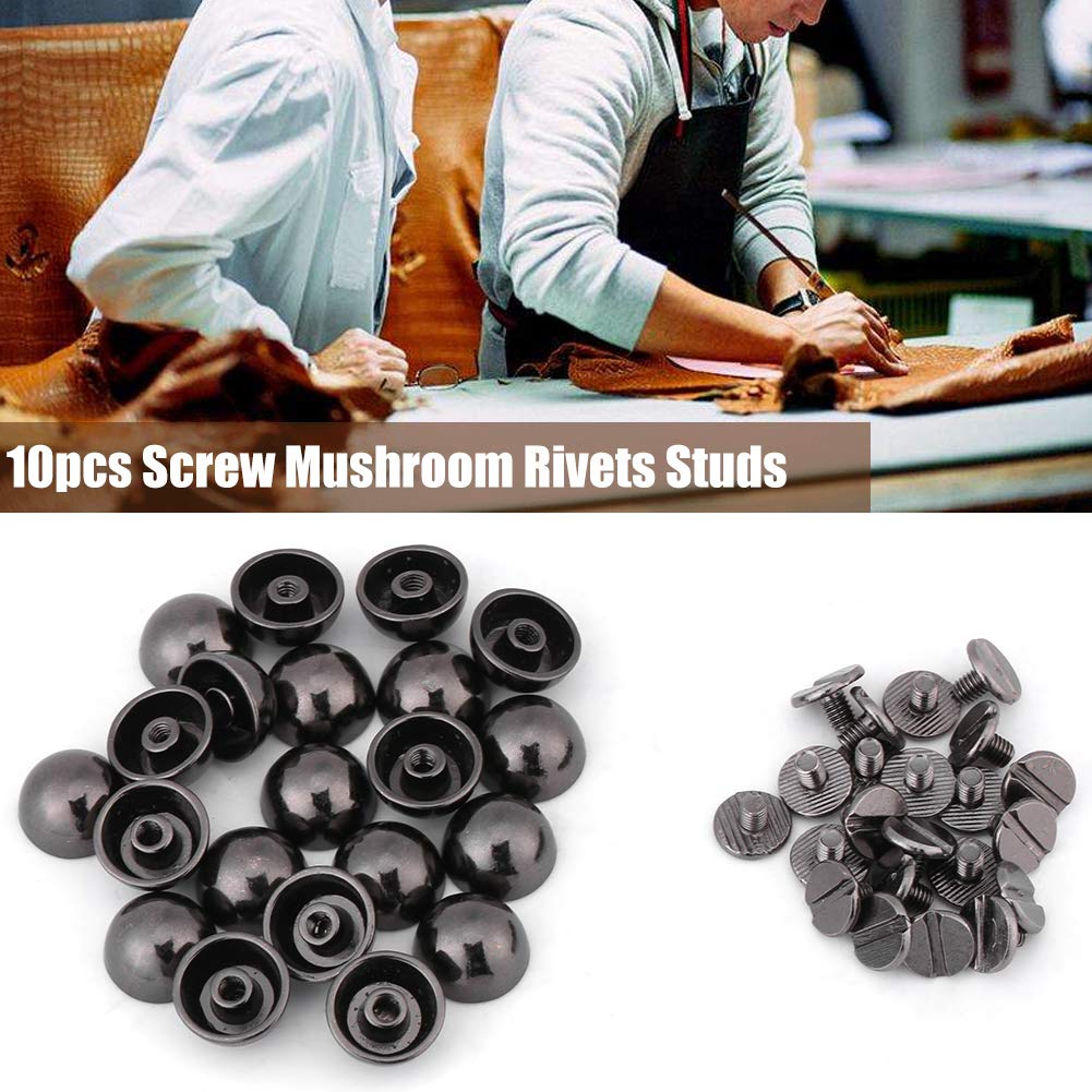 Hapivida 20 Set di Bottoni con Borchie a Vite, Borchie per Rivetti a Fungo con Perno a Cupola da 10 mm per Abbigliamento Borsa Artigianale in Pelle Decor