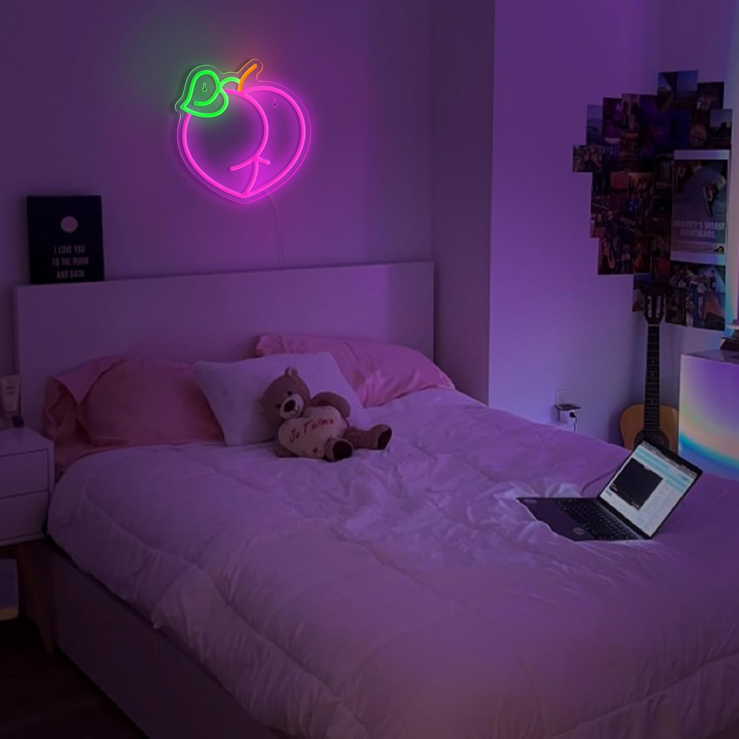 Pink Peach Neon Signs, LED Lights for Wall Decor, USB Powered Bedroom, Kids Room, Game Room, Bathroom Decor, Birthday Party Gifts