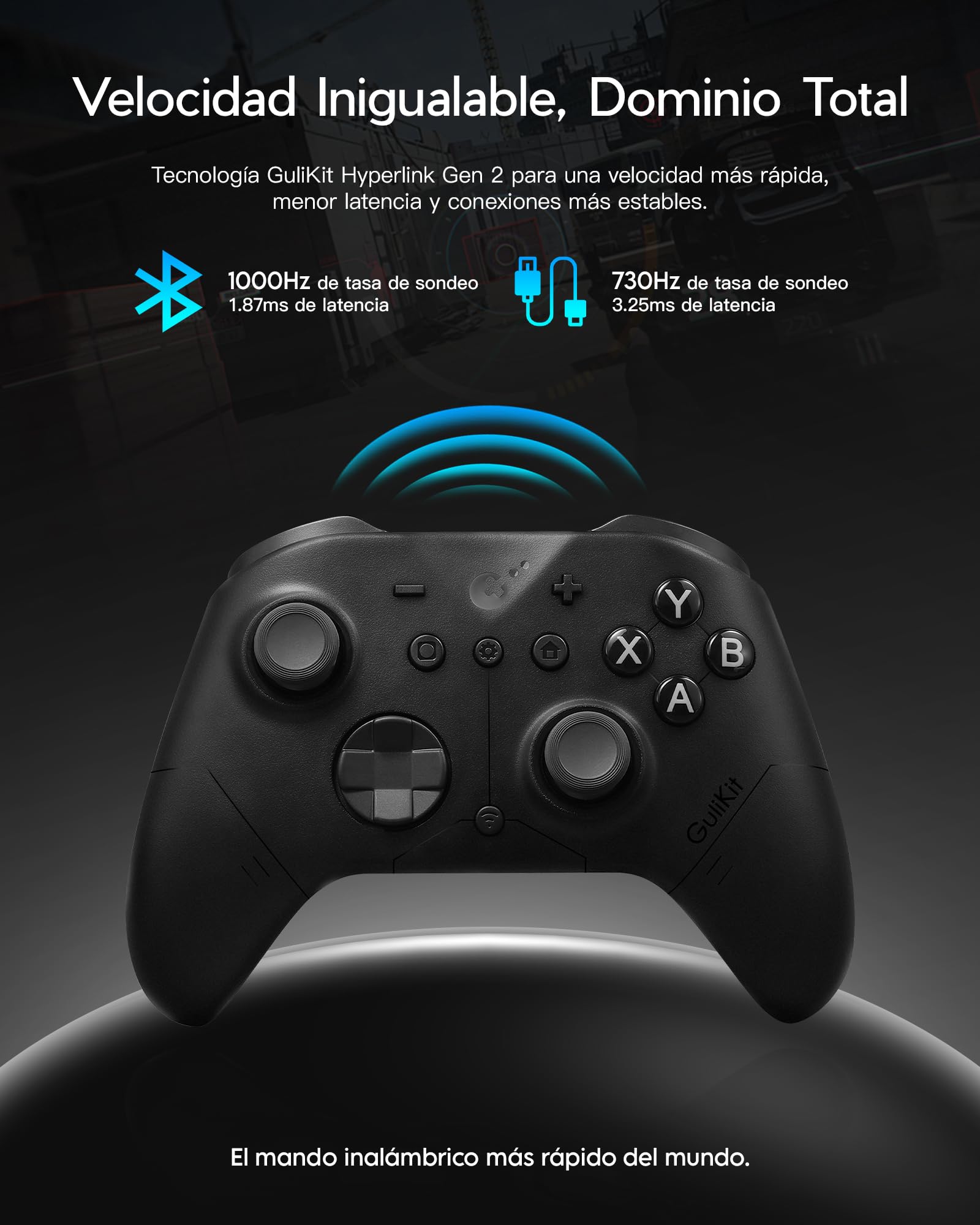 LONGYI GuliKit ES PRO Mando Inalámbrico para PC Switch 1/2 Android, el Mando más Rápido con una Latencia de 3,25 ms, Joysticks TMR, 30 Horas de Duración de la Batería y Función de Activación (Negro)