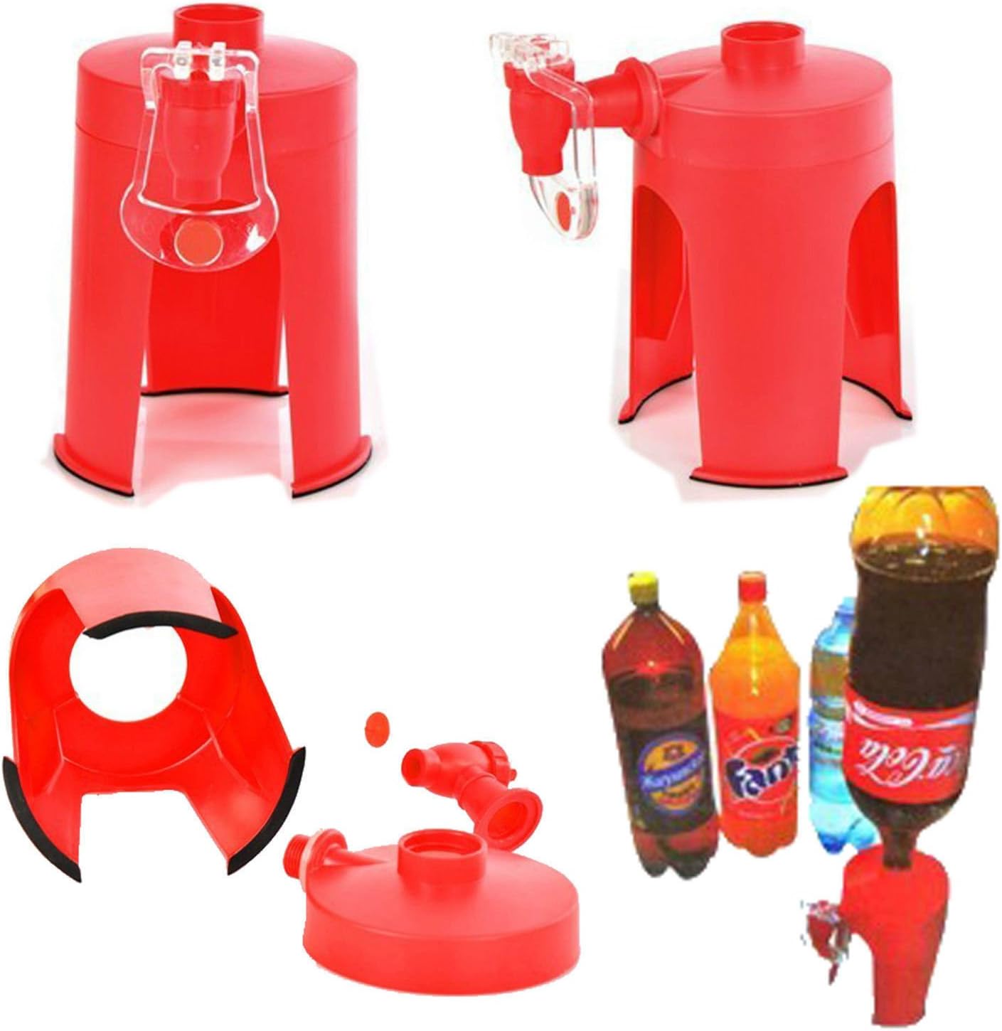 PinkSocks Fizz Saver Soda Dispenser Coke Beverage Fountain System Machine Gun Soft Drink (Red)
