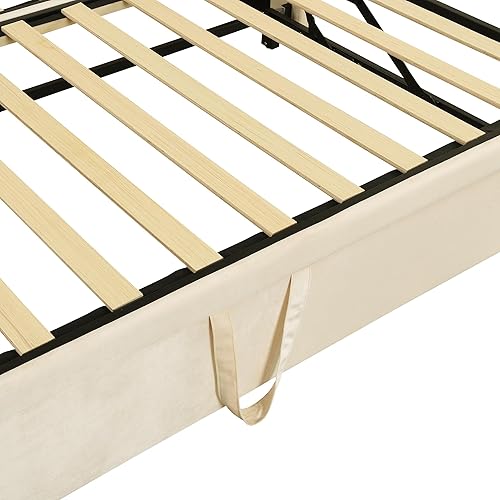 Miniatura 9 de Merax, Sofá cama tapizado de tamaño beige con nido extensible extraíble con respaldo y dos reposabrazos, sofá cama para dormitorio, individual a king