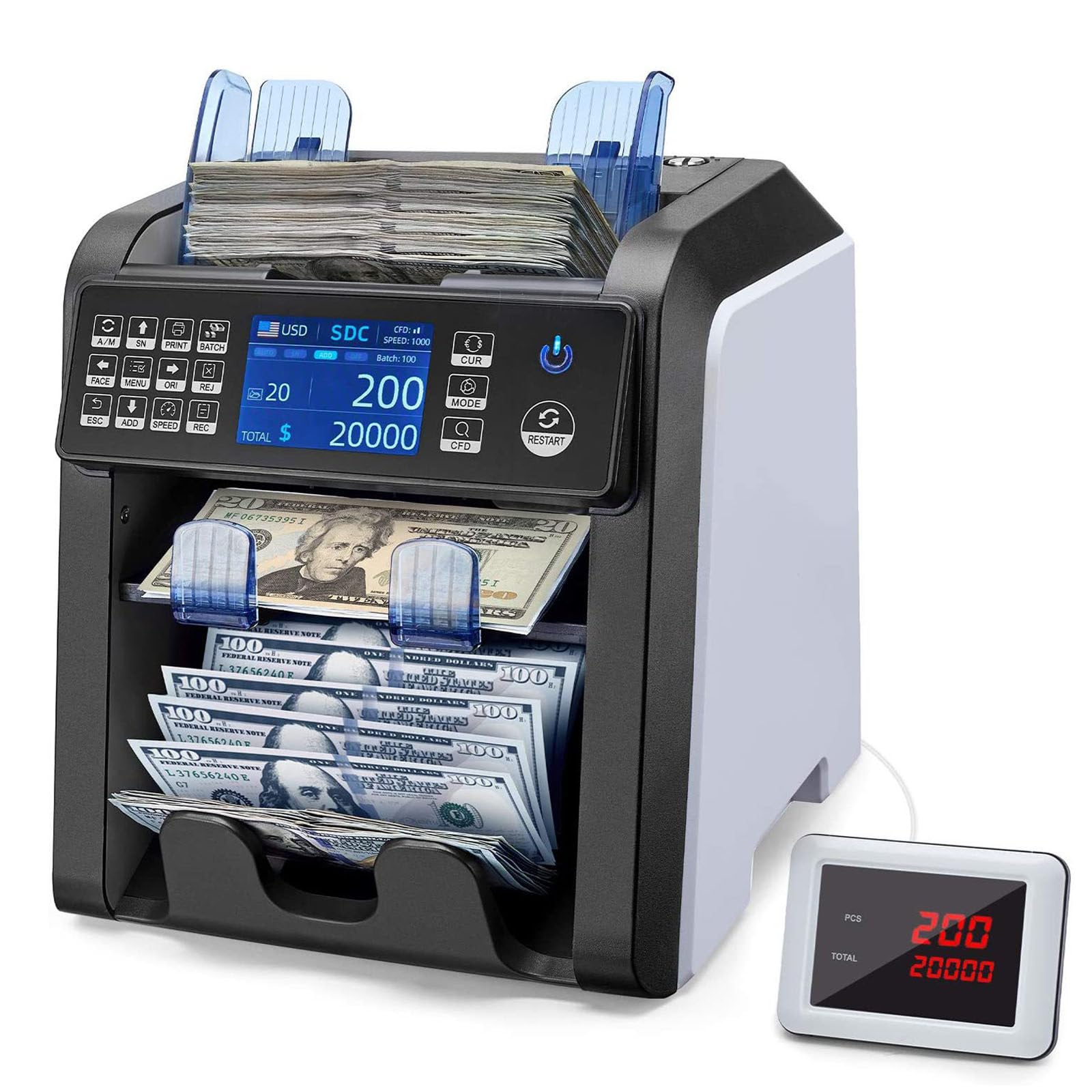 Macchina Contasoldi Doppia a Denominazione Mista con Tasca di Rifiuto, Rilevamento di Contraffazione 2 Cis/UV/MG/Ir, Contatore di Contanti Abilitato Sort&Print