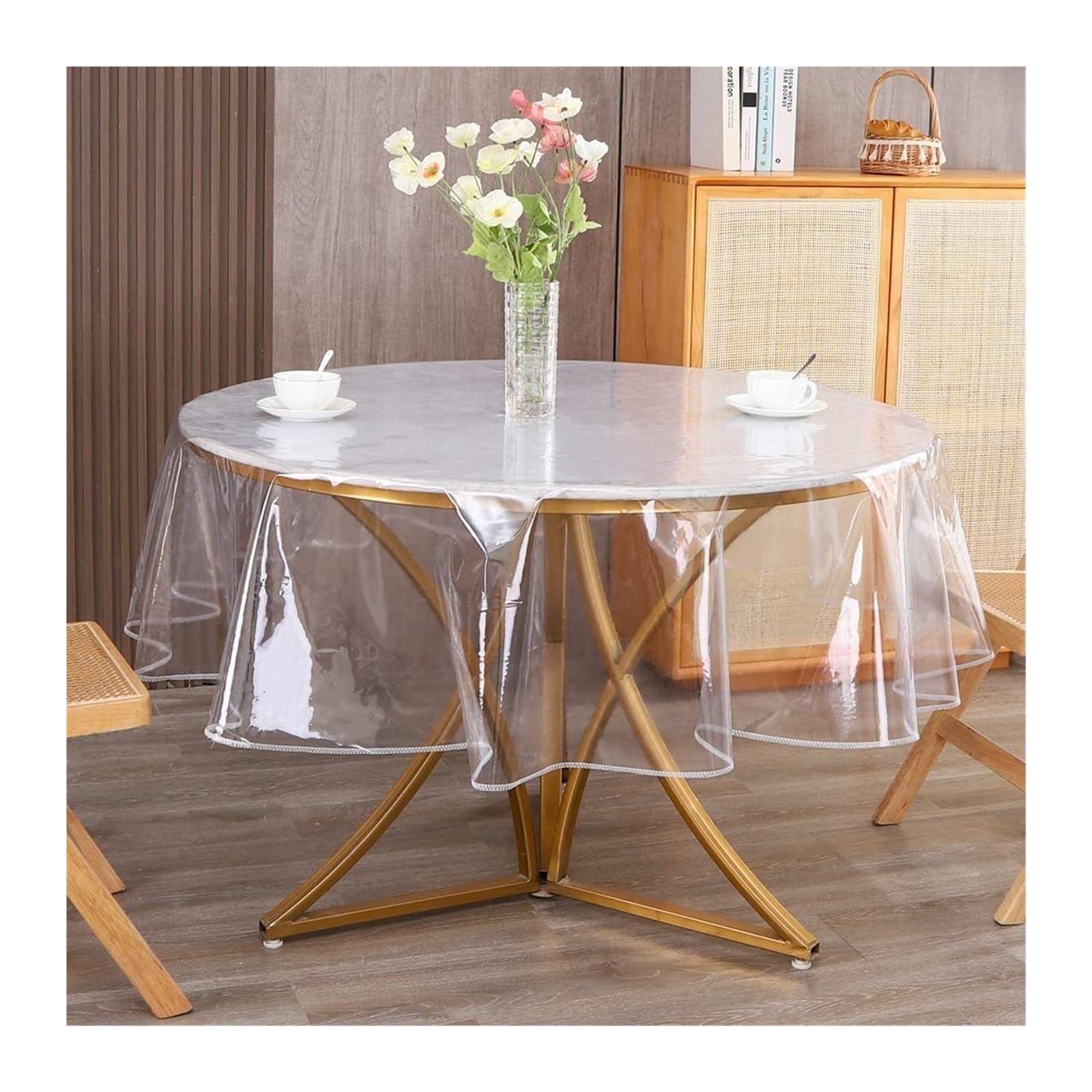 Nappe transparente imperméable à l'huile en PVC avec surjet de protection