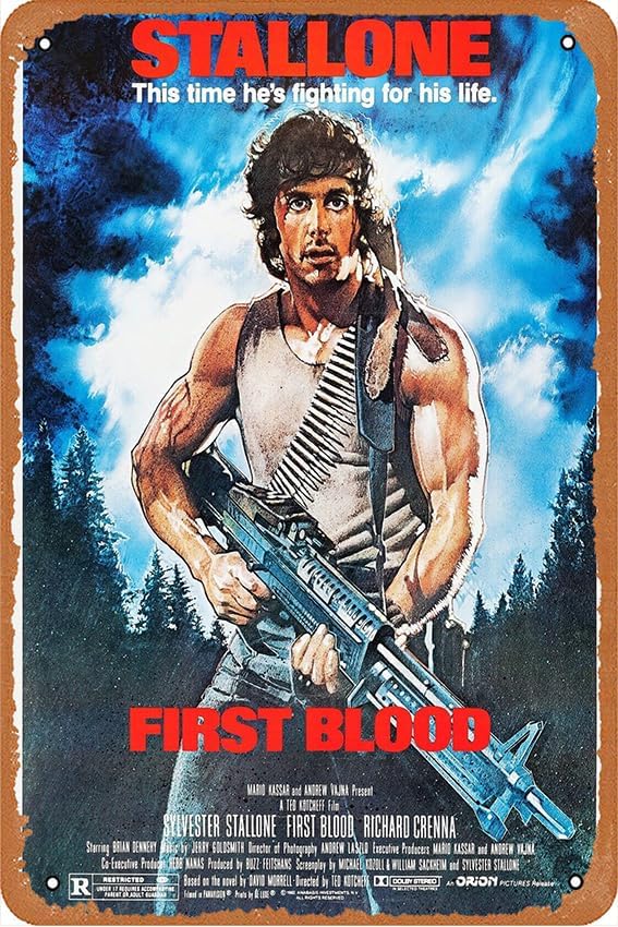 Rambo - Póster de la película First Blood 2008, letrero de metal retro de hojalata para pared, arte de pared para el hogar, letrero de lata de disponible en Yaxa Peru