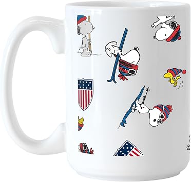 TEAM USA Ceramic Mug With Peanuts Inspired Design - Durable Ceramic Build, Keeps Coffee Hot For Hours - Gift For Olympics Fans