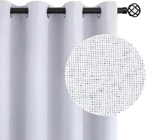 BGment Cortinas 100% opacas de lino gris azulado de 72 pulgadas con forro para dormitorio, con ojales, textura de lino, aislamiento térmico,