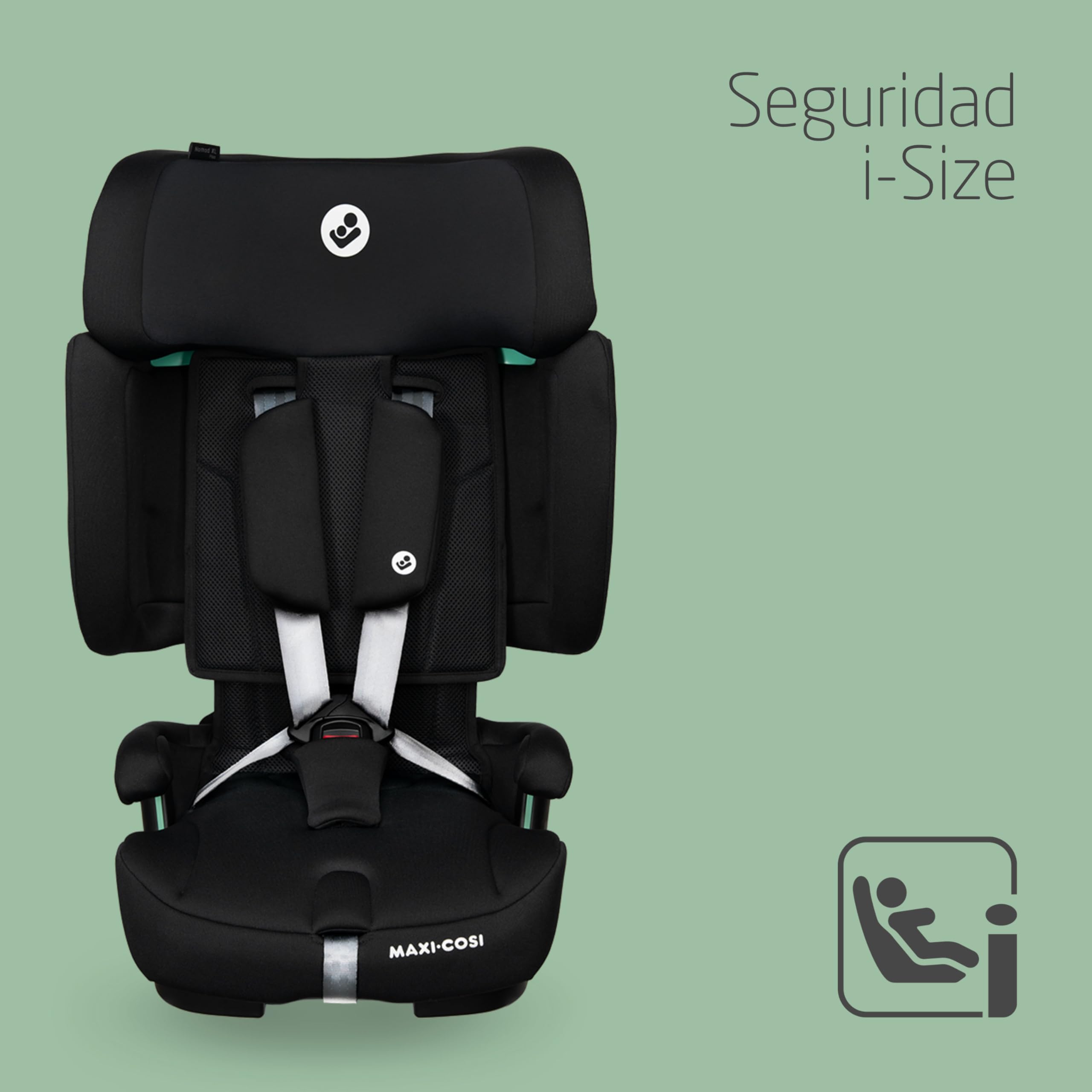 Maxi-Cosi Nomad XL Plus, Silla Coche Evolutiva, 15 Meses a 12 Años, 76-150 cm, Silla Coche Plegable de Viaje, Protección contra Impactos Laterales G-CELL, Bolsa de Viaje, Authentic Black