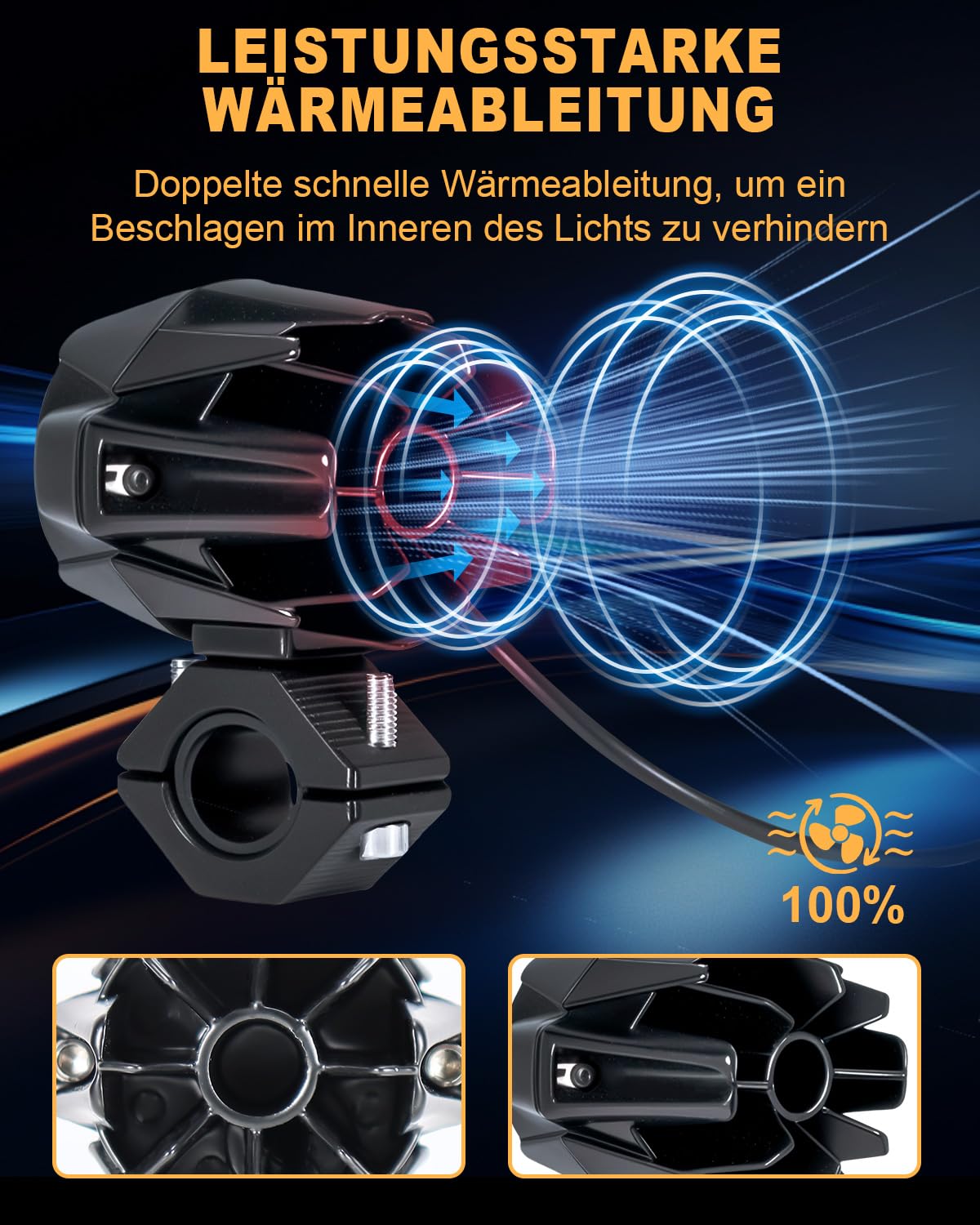 Dinfu 60W led Motorrad Zusatzscheinwerfer 9v -60v Runde LED Nebelscheinwerfer IP68 Spotlights 5 Blitzmuster mit Beam-Kit und 2 Montagehalterungen für Motorrad ATV UTV Dirt Bike 4x4 Pickup Truck Boot