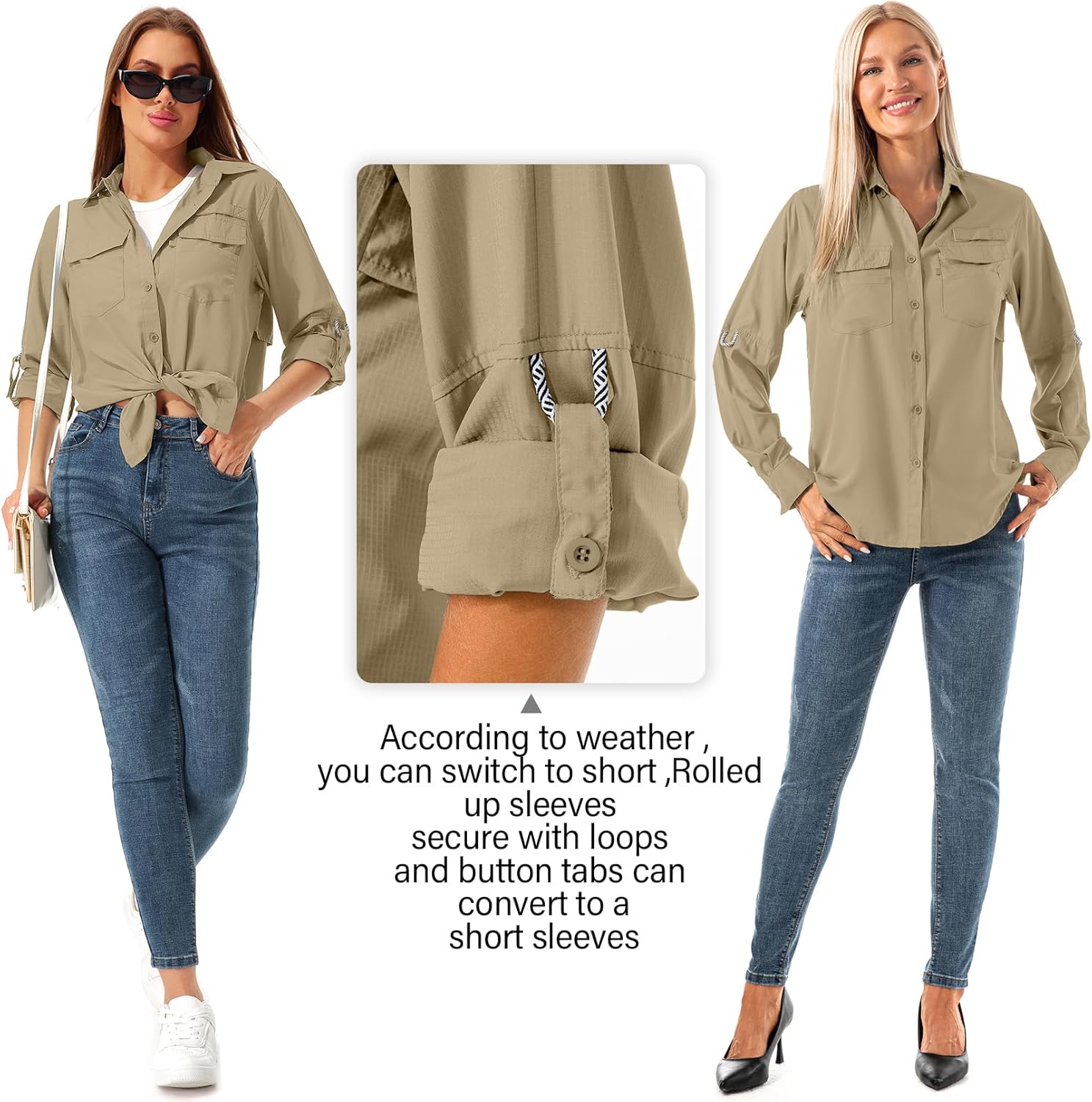 Jessie Kidden Womens Safari Shirts Long Sleeve Outdoor Sun Protection Quick Dry Fishing Hiking Shirts - Image 5