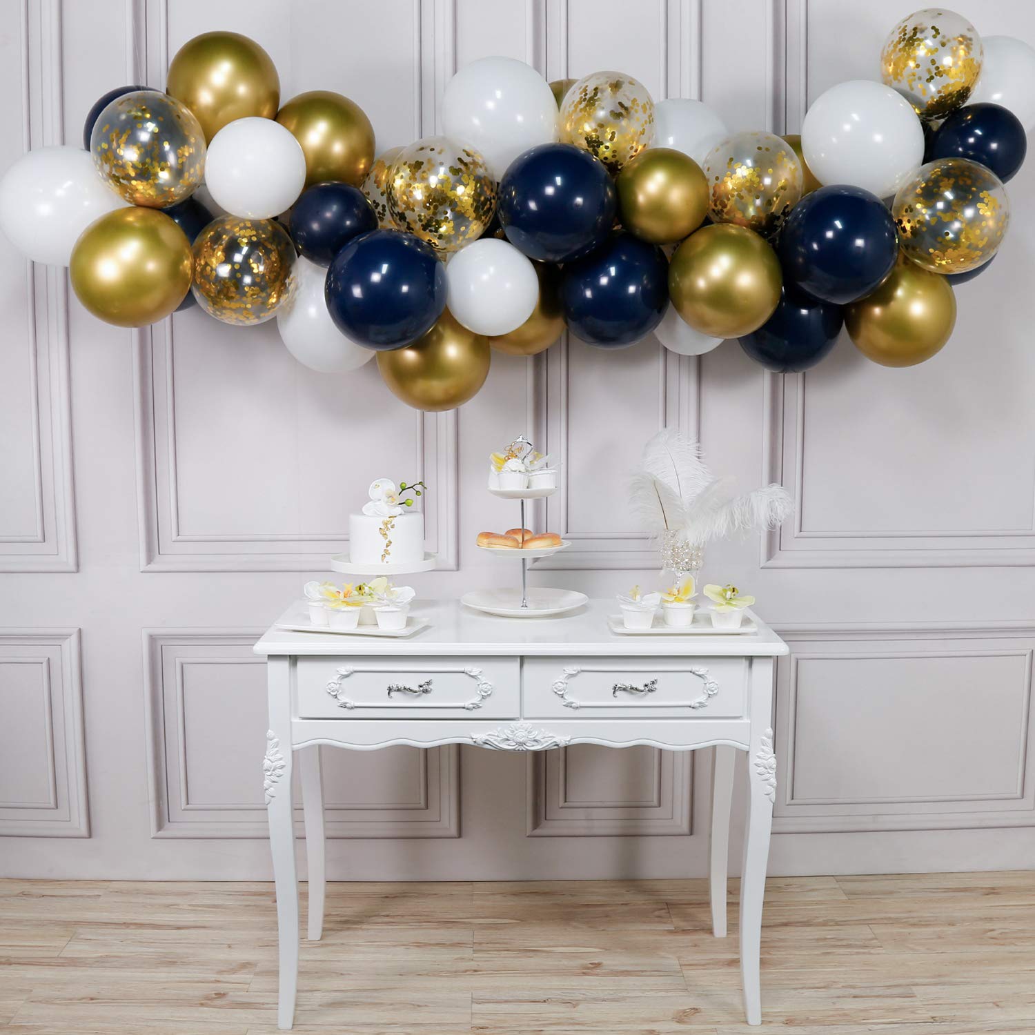 Partywoo Navy And Gold Balloons 50 Pcs 12 In Navy Blue Balloons