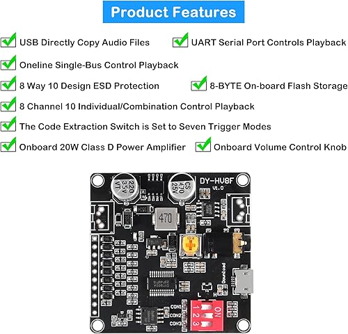 Miniatura 4 de AITIAO 2 unids 20 W Módulo de reproducción de voz MP3 reproductor de música DC 6-35V 12V24V placa de sonido USB descargable reproductor de música 24