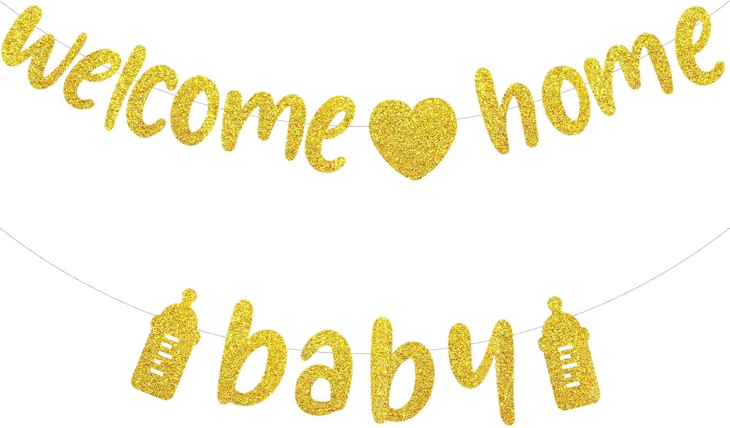 Welcome Home Baby Boy Banner, Baby Shower Banner Boy, Welcome Shower Decorations Reveal Gender Birthday Party Supplies, Blue Glitter Party Sign Decor(Blue)
